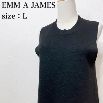Ema James 튜닉 기장 크루넥 고급스러운 블랙 L 슬리브리스 니트