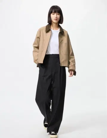 유니클로 턱 와이드 팬츠