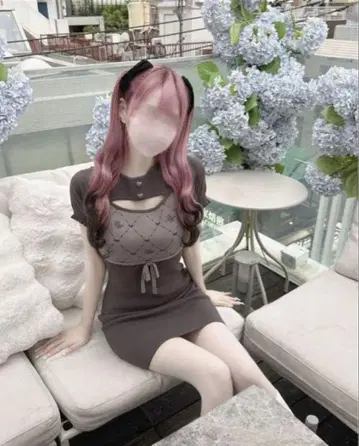 허니 뮤우 MW 모노그램 바이컬러 원피스