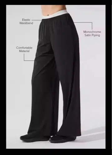 미사용 새상품 aloyoga 여름 블랙 와이드 팬츠 허리밴딩