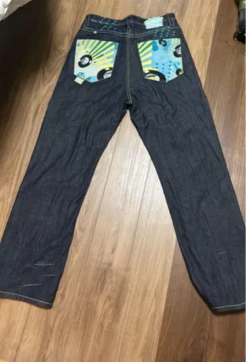 아카데미카스 배기 데님 W34 자수 B계 RAP