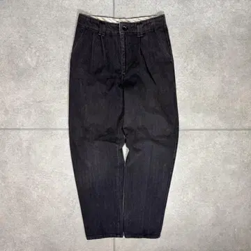 빈티지 블랙 데님 슬랙스 2턱 90년대 배기 색상 잔존 우수