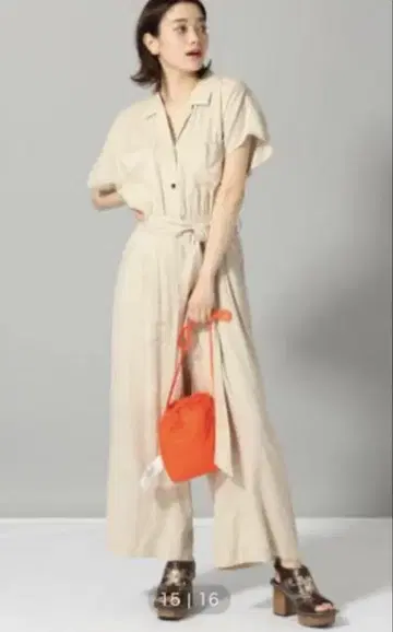 지나시스 린넨 카이킨 콤비네존 아이보리 올인원 린넨 55% 여름