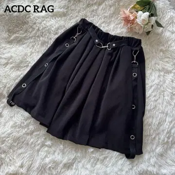 ACDC RAG 플레어 스커트 서스펜더 포함 허리 밴딩 블랙
