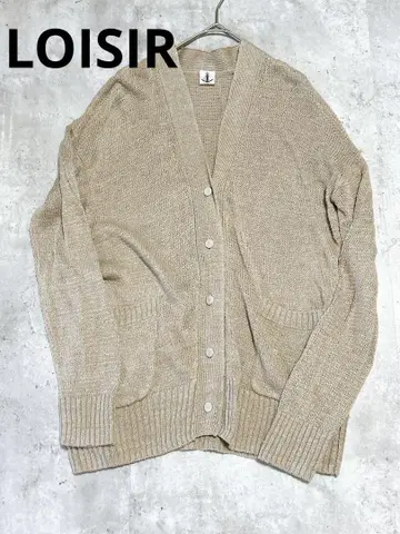LOISIR 린넨 100% 가디건 베이지 봄/여름용 겉옷 내추럴