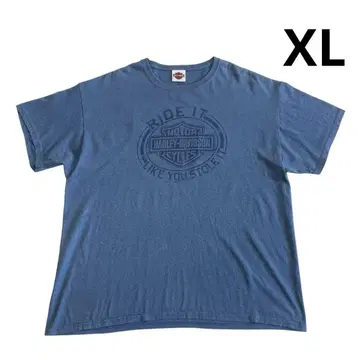 할리 데이비슨 티셔츠 XL 블루 그레이 양면 프린트 스카이블루
