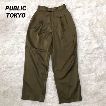 PUBLIC TOKYO 퍼블릭 도쿄 투 턱 와이드 새틴 팬츠