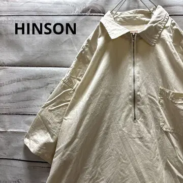 HINSON 하프 지퍼 반팔 셔츠 오버 사이즈 풀오버 L 무지