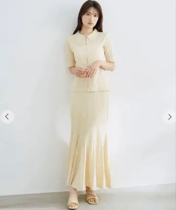 COCODEAL [셋업] 시어 니트 셔츠 + 시어 리브 니트 스커트