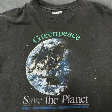 80s Greenpeace 티셔츠 지구 빈티지 티셔츠 코스모 페