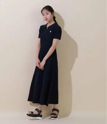질스튜어트 반팔 피케 셔츠 원피스 네이비