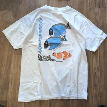 90년대 쿠마노미 물고기 티셔츠 아트 티 빈티지 니모