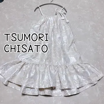 레어 TSUMORI CHISATO 광택 자카드 원피스 프릴