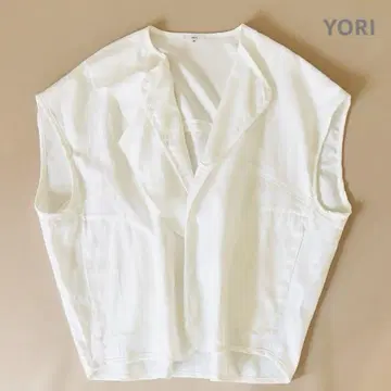 YORI 빅 린넨 프릴 베스트 화이트