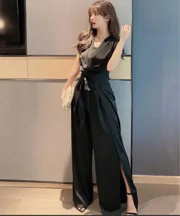 카슈쿨 사이드 리본 슬릿 팬츠 드레스