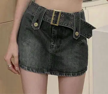 다크 데님 벨트 미니 스커트 S 사이즈 상당