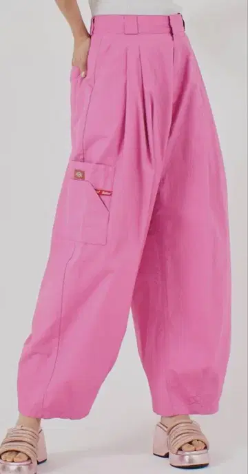 DICKIES 코튼 덤프 사이드 포켓 벌룬 팬츠 핑크 M