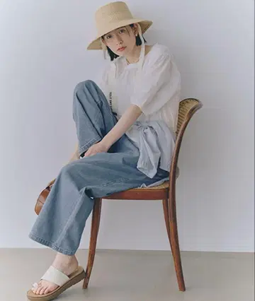 studio CLIP 시원한 이지 스트레이트 데님 L 라이트 블루