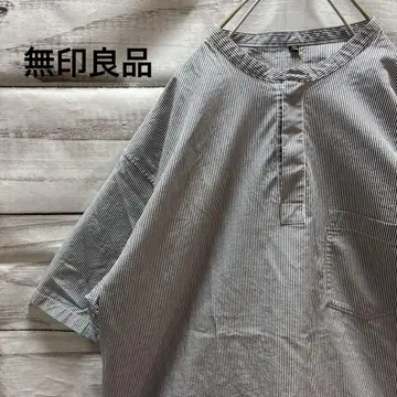 새상품 무인양품 헨리넥 반팔 티셔츠 네이비 컬러 택 포함 MUJI