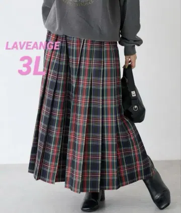 LAVEANGE 타탄 체크 플리츠 스커트 3L