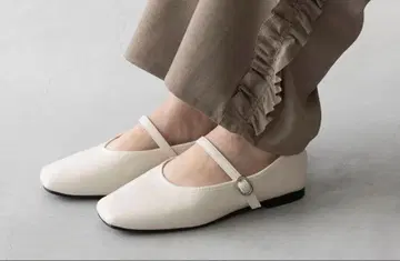 welleg 4E 와이드 멜리 제인 페탄코 신발 아이보리 25.5cm