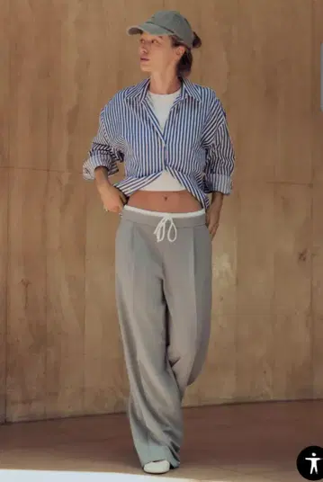WIDE-LEG 팬츠 더블 허리 밴딩