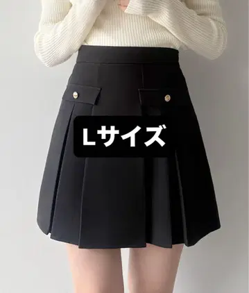 mipiarl 이너 팬츠가 포함된 골드 버튼 플리츠 미니 스커트