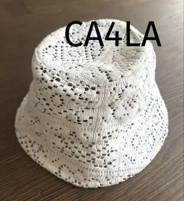 CA4LA 레이스 뜨개질 버킷 햇 화이트