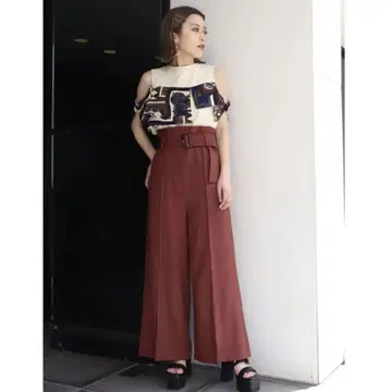 MURUA 벨트 슬릿 와이드 팬츠