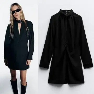 ZARA 개더 디테일 초커 원피스 미사용 새상품 택 포함 S