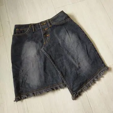 블랙 데님 랩 스커트 미니 스커트
