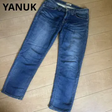 YANUK 야누크 데미지 데님 스트레이트 블루 데님 팬츠 25