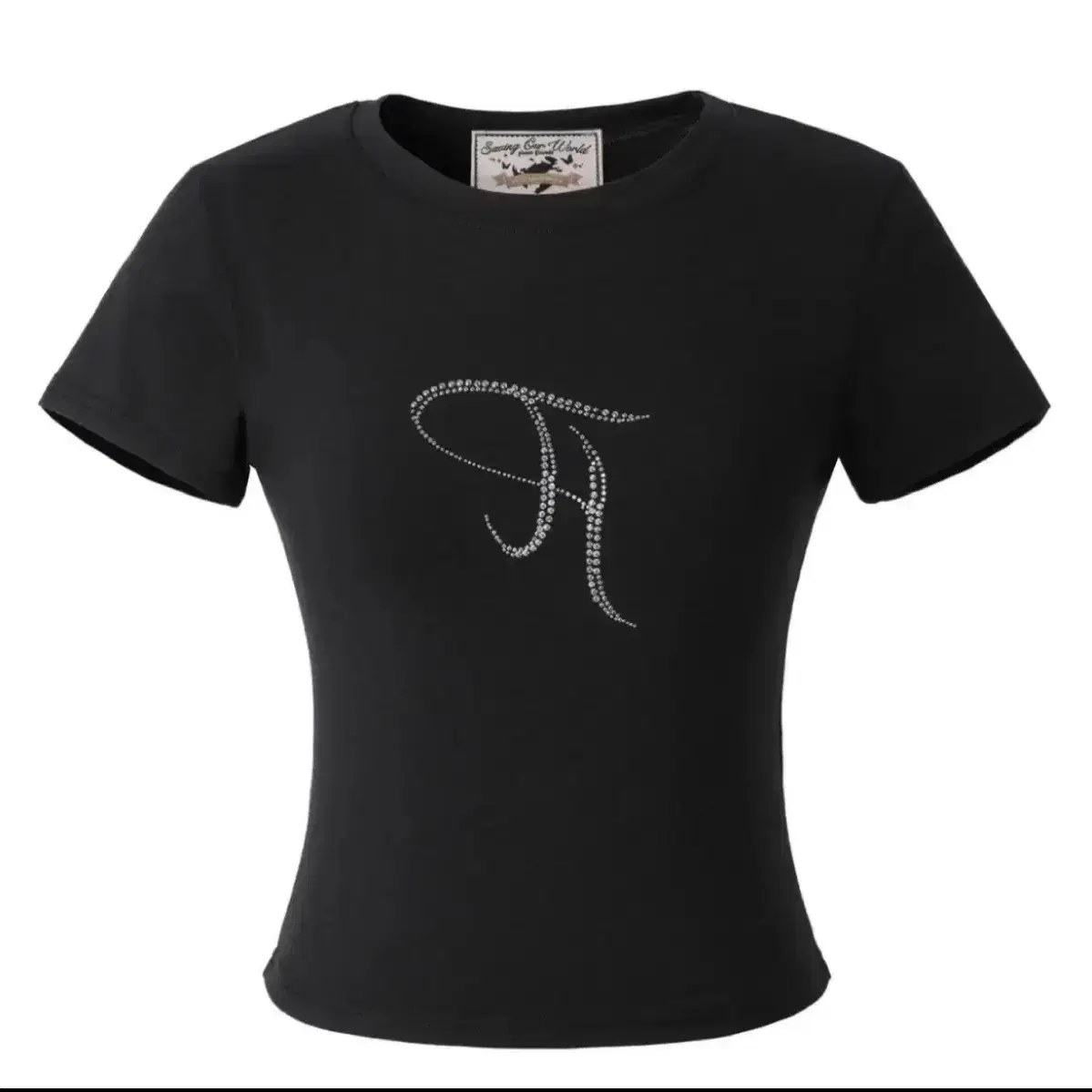 THREETIMES | 쓰리타임즈 Three Times Ribbon Cropped Tee Black