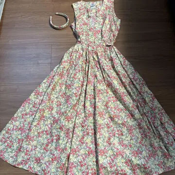 영국제 Laura Ashley 꽃무늬 슬리브리스 원피스와 머리띠 세트