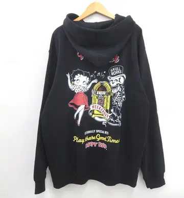 컨디션 최상 SKULL WORKS BETTY BOOP 로큰롤 후드티