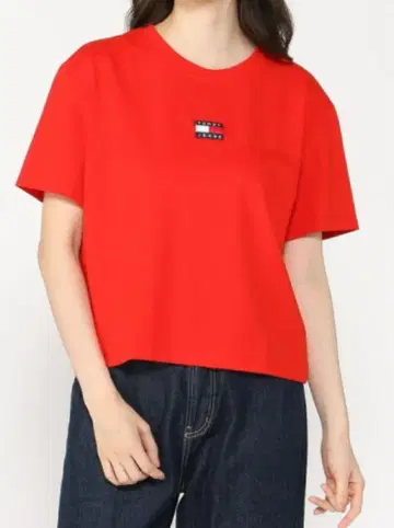 타미힐피거 이번 시즌 배지 로고 티셔츠 여성용 빨간색