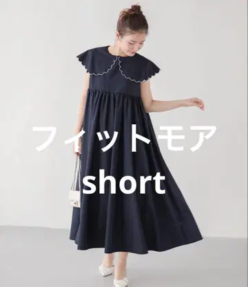 핏모어 네이비 스캘럽 칼라 슬리브리스 원피스 short