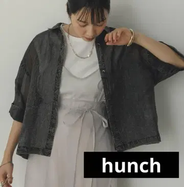 hunch 인기 상품 오간자 케미컬 워시 5부 소매 셔츠 새상품 택 있음