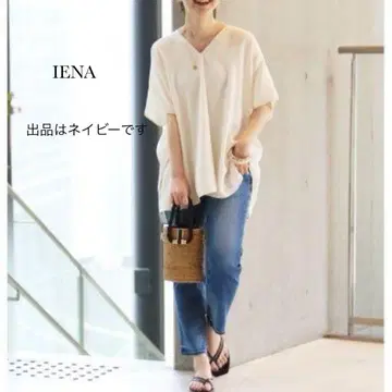 IENA 새틴 케이프 디자인 탑 네이비