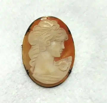 빈티지 쉘 카메오 브로치 실버