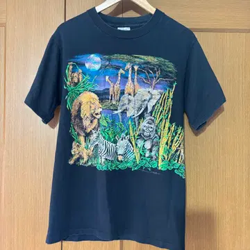90s USA제 [M] 헤이즐 우드 티셔츠 애니멀 사파리