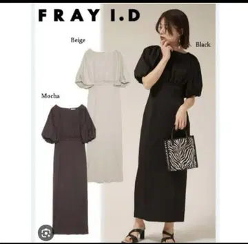 FRAY I.D 롱 타이트 퍼프 원피스 모카