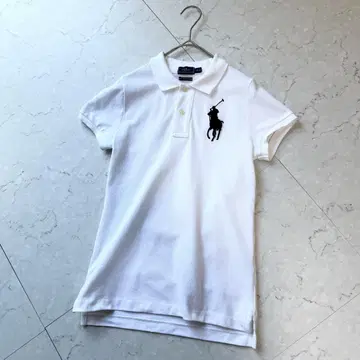 폴로 랄프로렌 피케 셔츠 XS 홀스 빅 로고 화이트 블랙
