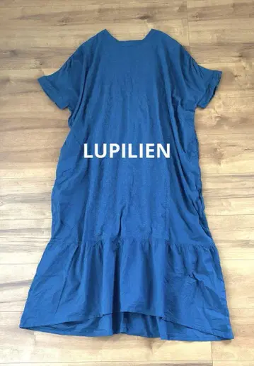 LUPILIEN 인도 면 자수 롱 원피스 블루 코튼 인도산