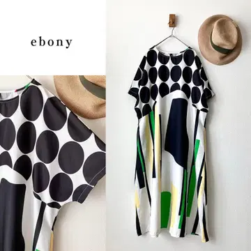 ebony 텍스타일 원피스 루즈한 북유럽 무늬 올 패턴 오버 사이즈