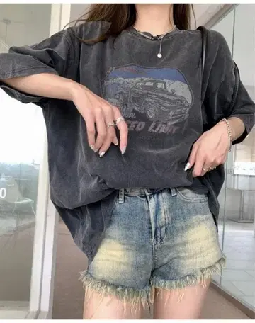 빈티지 가공 아메리칸 티셔츠 블랙 L 반팔