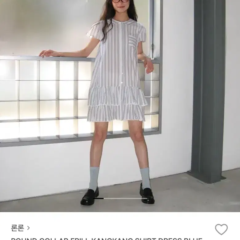 RONRON★韓国★人気★ROUND COLLAR FRILL KANGKANG SHIRT DRESS ROUND COLLAR FRILL KANGKANG SHIRT DRESS PINK STRIPE - RONRON