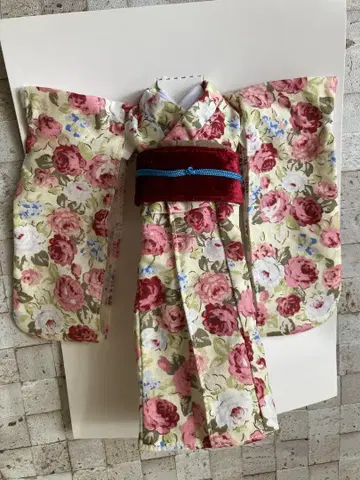 리카짱 캐슬 2025년 뒷면 무지 기모노 꽃무늬 크림 22cm 사이즈