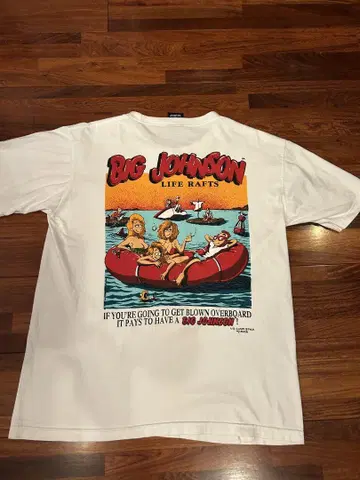 90년대 빈티지 BIG JOHNSON LIFE RAFTS 코믹 티셔츠