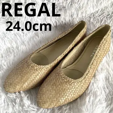 REGAL 베이지 뜨개질 메쉬 플랫 펌프스 24.0cm